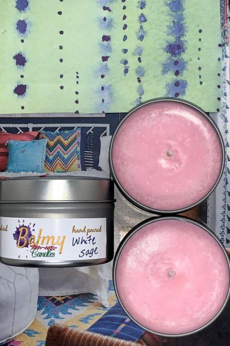White Sage + Lavender Scented Handmade Candle | Hand-poured Soy Candle